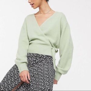 & Other Stories Wrap Sweater in Sage Green
